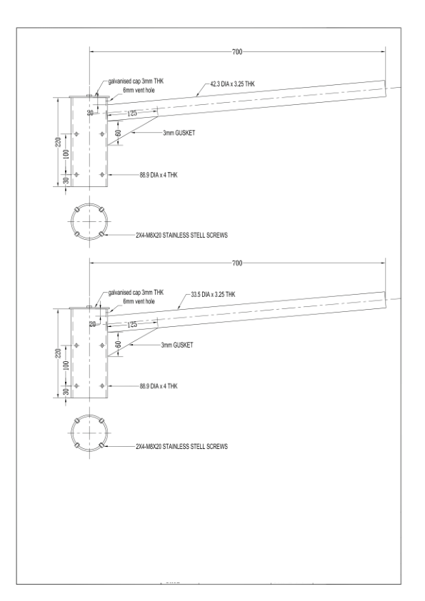 700mm Single Arm